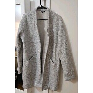 Express Womens Duster Jacket Cardigan Sz L Gray & White
